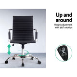 Artiss Office Chair Conference Chairs PU Leather Mid Back Black - 45-Degree Angle