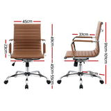 Artiss Office Chair Conference Chairs PU Leather Mid Back Brown - Front View