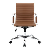 Artiss Office Chair Conference Chairs PU Leather Mid Back Brown - Side View