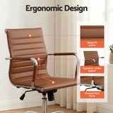 Artiss Office Chair Conference Chairs PU Leather Mid Back Brown - 45-Degree Angle