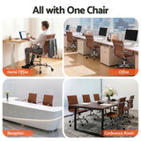 Artiss Office Chair Conference Chairs PU Leather Mid Back Brown - Low Angle