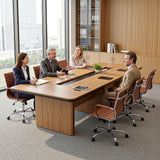 Artiss Office Chair Conference Chairs PU Leather Mid Back Brown - Extra Image