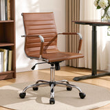Artiss Office Chair Conference Chairs PU Leather Mid Back Brown - Extra Image