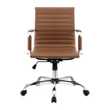 Artiss Office Chair Conference Chairs PU Leather Mid Back Brown - Side View