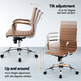 Artiss Office Chair Conference Chairs PU Leather Mid Back Brown - Top-Down View