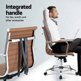 Artiss Office Chair Conference Chairs PU Leather Mid Back Brown - 45-Degree Angle