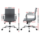 Artiss Office Chair Conference Chairs PU Leather Mid Back Grey - Front View