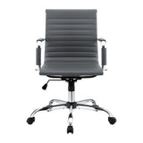 Artiss Office Chair Conference Chairs PU Leather Mid Back Grey - Side View