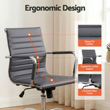 Artiss Office Chair Conference Chairs PU Leather Mid Back Grey - 45-Degree Angle