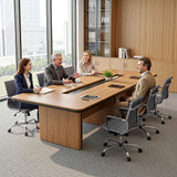 Artiss Office Chair Conference Chairs PU Leather Mid Back Grey - Extra Image