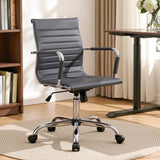 Artiss Office Chair Conference Chairs PU Leather Mid Back Grey - Extra Image