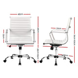 Artiss Office Chair Conference Chairs PU Leather Mid Back White - Front View