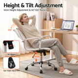 Artiss Office Chair Conference Chairs PU Leather Mid Back White - Top-Down View