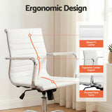 Artiss Office Chair Conference Chairs PU Leather Mid Back White - 45-Degree Angle