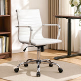 Artiss Office Chair Conference Chairs PU Leather Mid Back White - Extra Image