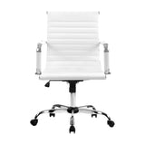 Artiss Office Chair Conference Chairs PU Leather Mid Back White - Side View