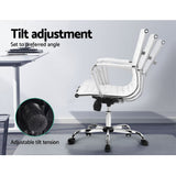 Artiss Office Chair Conference Chairs PU Leather Mid Back White - Top-Down View