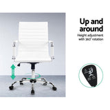 Artiss Office Chair Conference Chairs PU Leather Mid Back White - 45-Degree Angle