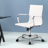 Artiss Office Chair Conference Chairs PU Leather Mid Back White - Low Angle