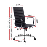 Artiss Office Chair Conference Chairs PU Leather High Back Black - Front View