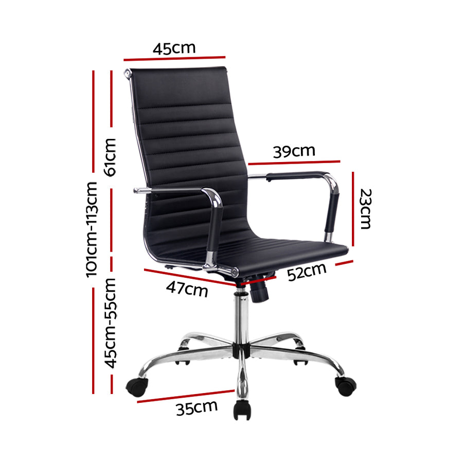 Artiss Office Chair Conference Chairs PU Leather High Back Black, image 2