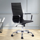 Artiss Office Chair Conference Chairs PU Leather High Back Black - Close-Up Angle