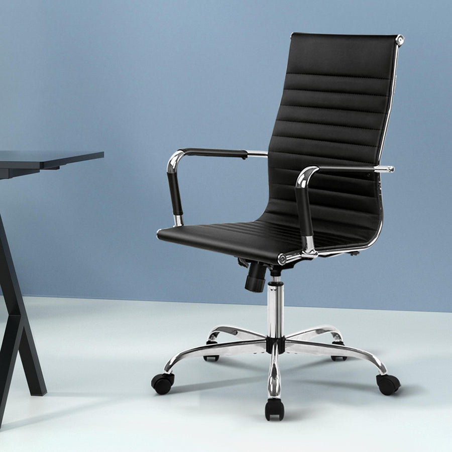 Artiss Office Chair Conference Chairs PU Leather High Back Black, image 8