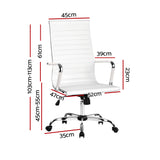 Artiss Office Chair Conference Chairs PU Leather High Back White - Front View