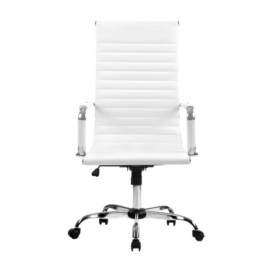 Artiss Office Chair Conference Chairs PU Leather High Back White, image 3