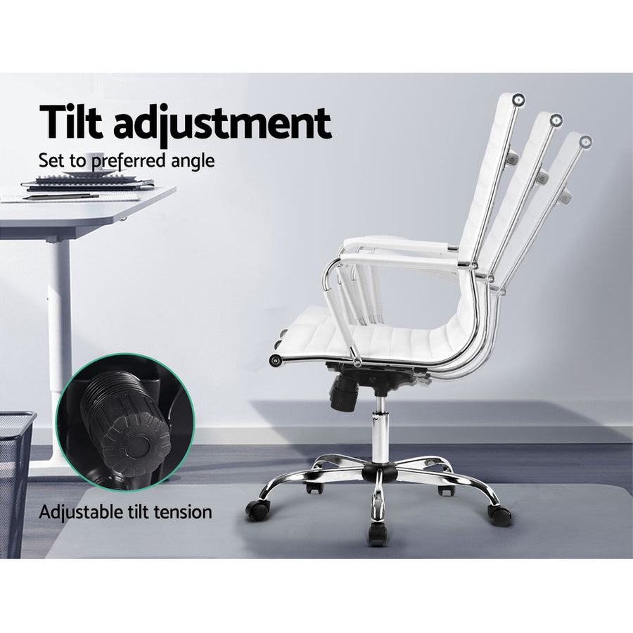 Artiss Office Chair Conference Chairs PU Leather High Back White, image 4