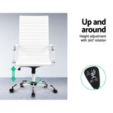 Artiss Office Chair Conference Chairs PU Leather High Back White - 45-Degree Angle