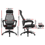 Artiss Mesh Office Chair Recliner Black - Front View