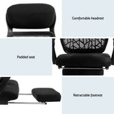 Artiss Mesh Office Chair Recliner Black - Rear View