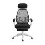 Artiss Mesh Office Chair Recliner Black White - Side View