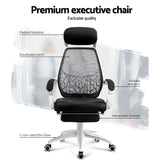 Artiss Mesh Office Chair Recliner Black White - Top-Down View