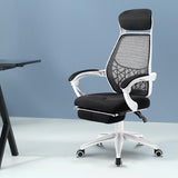 Artiss Mesh Office Chair Recliner Black White - Close-Up Angle