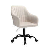 Artiss Office Chair Velvet Seat Cream - Close-Up Angle