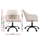 Artiss Office Chair Velvet Seat Cream - Front View
