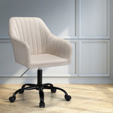 Artiss Office Chair Velvet Seat Cream - 45-Degree Angle