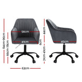 Artiss Office Chair Velvet Seat Dark Grey - Front View
