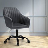 Artiss Office Chair Velvet Seat Dark Grey - Close-Up Angle