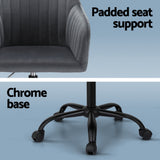 Artiss Office Chair Velvet Seat Dark Grey - Rear View