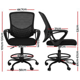 Artiss Office Chair Drafting Stool Computer Standing Desk Mesh Chairs Black - Front View