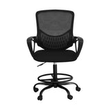 Artiss Office Chair Drafting Stool Computer Standing Desk Mesh Chairs Black - Side View