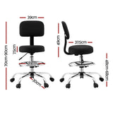 Artiss Office Chair Drafting Computer Standing Desk Chairs Ergonomic PU Black - Front View