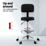 Artiss Office Chair Drafting Computer Standing Desk Chairs Ergonomic PU Black - Top-Down View