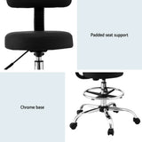 Artiss Office Chair Drafting Computer Standing Desk Chairs Ergonomic PU Black - Rear View