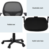 Artiss Mesh Office Chair Computer Gaming Desk Chairs Work Study Mid Back Black - Rear View