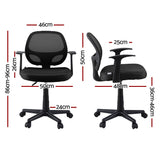 Artiss 2x Mesh Office Chair Computer Gaming Desk Chairs Work Study Mid Back Black - Front View