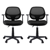 Artiss 2x Mesh Office Chair Computer Gaming Desk Chairs Work Study Mid Back Black - Side View